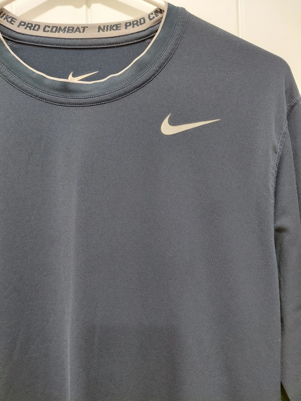 Nike Men’s Long-Sleeve Dri-FIT Crew Shirt - Slate Blue with White Swoosh